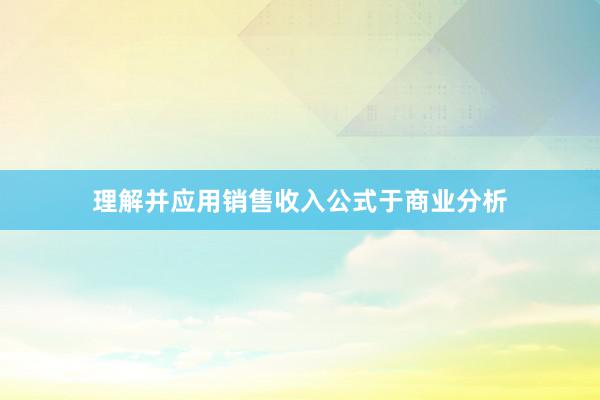 理解并应用销售收入公式于商业分析