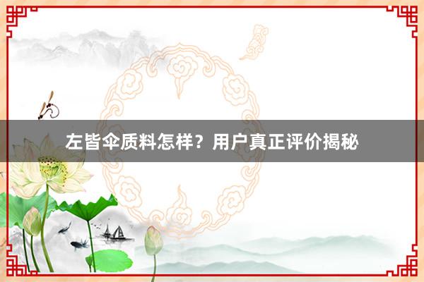 左皆伞质料怎样？用户真正评价揭秘